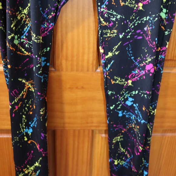 Tipsey Elves Bright Colorful Splatter Paint 80s Vibe Leggings XL - Picture 3 of 8